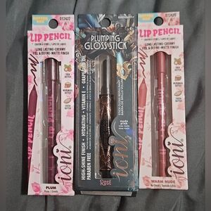 Ioni Lip Pencil — Plum & Warm Nude + Ioni Plumping Gloss Stick In Rose BNIB